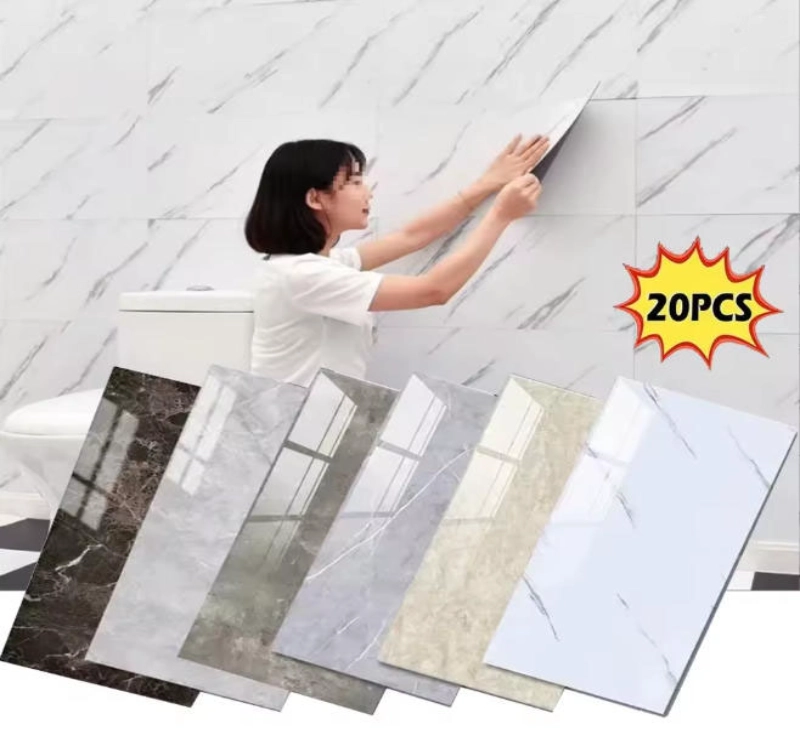 Anti-Fouling Marble Tile Wall Stickers 30x60cm 60x60cm 30pcs Removable Peel & Stick