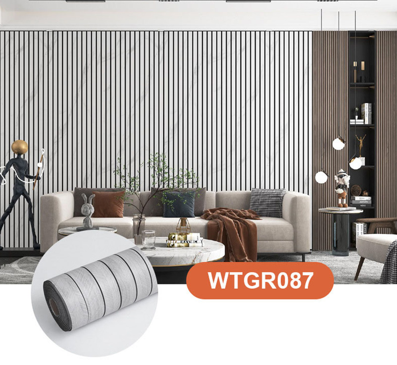 Modern Grille PVC Foam Self Adhesive Wall Sticker Waterproof Fluted Wallpaper Sticker