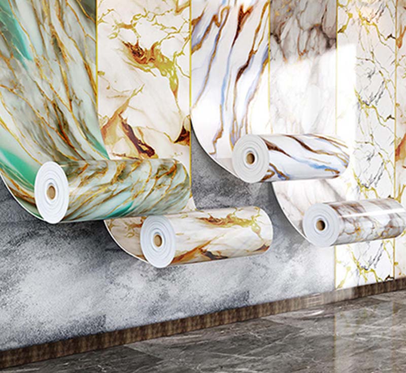 Foam Self-Adhesive wall sticker,white glossy marble design