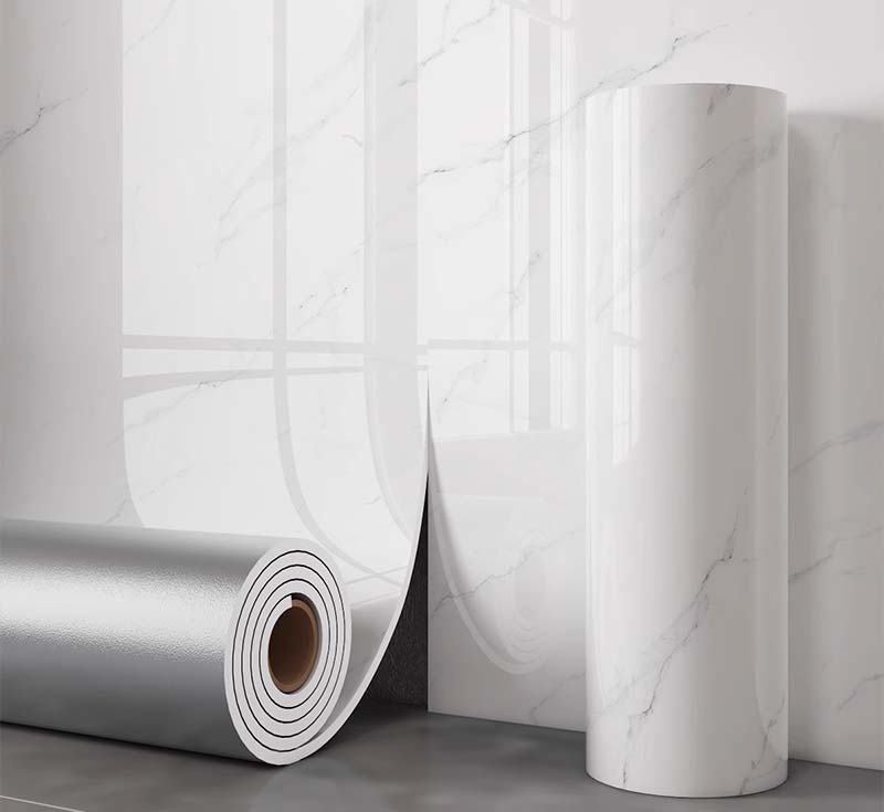 Foam Self-Adhesive wall sticker,white glossy marble design