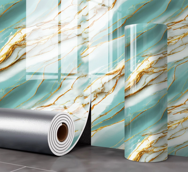 Hot Selling 120cm*3m Marble Stone Foam Wallpaper Rolls High Glossy PVC Peel and Stick Marble Tiles for Living Room