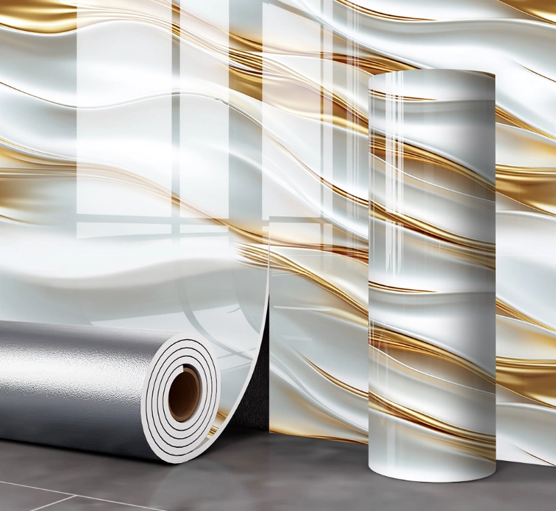 3D Gilding Series Gental Water Wave Style Thickened XPE Marble Wall Covering, Stylish Interior Decor
