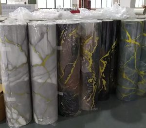 Gilding Style Self-Adhesive Marble 3D Foam Wall Sticker Roll for Home Decorations3