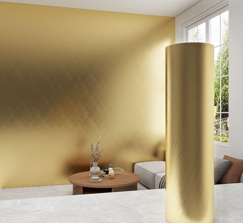 Metal Effect Wallpaper Self Adhesive Mirror Silver Brushed Gold Cabinet Waterproof Sticker Fridge Old Electrical Decorative Film6