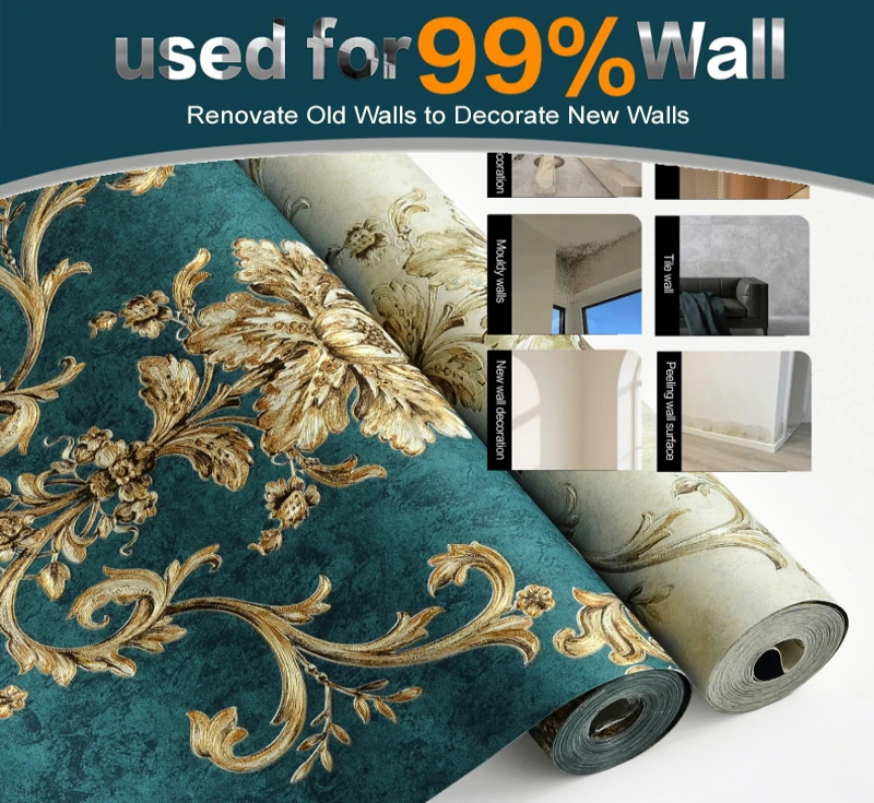 Luxus Embossed Popular Chinoiserie Peel and Stick Wall Mural Wallpaper