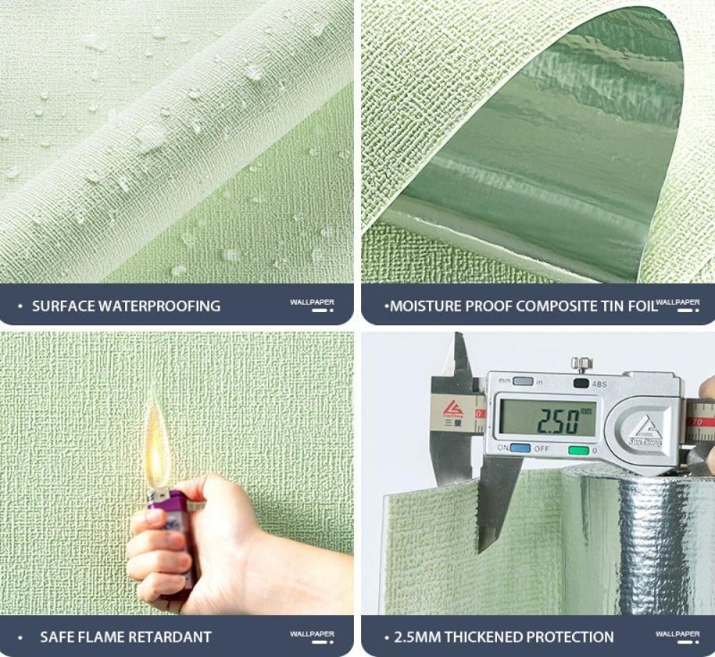 Linen 3D Foam Wallpaper Self-adhesive Thickened Waterproof Background Renovation Wall Stickers